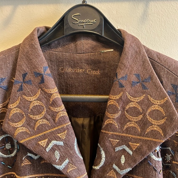 Coldwater Creek Brown Embroidered Southwestern Open-Front Jacket | Women’s - Picture 2 of 10